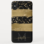Zwarte goudkleurige script met monogram Case-Mate iPhone case (Achterkant)