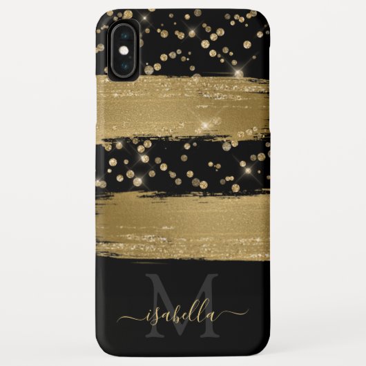 Zwarte goudkleurige script met monogram Case-Mate iPhone case (Achterkant)
