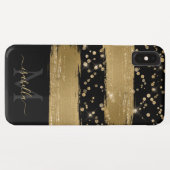 Zwarte goudkleurige script met monogram Case-Mate iPhone case (Achterkant (horizontaal))
