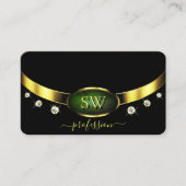 Zwarte goudkleurige zwarte marmer-Initialen en dia Visitekaartje (Voorkant)