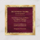 Zwarte goudkoorts Aangepaste Bourgogne Bakkerij Vierkante Visitekaartje (Achterkant)