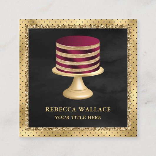 Zwarte goudkoorts Aangepaste Bourgogne Bakkerij Vierkante Visitekaartje (Voorkant)