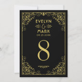  zwarte goudkunst Deco Wedding Table Number Kaart (Voorkant)