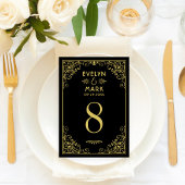  zwarte goudkunst Deco Wedding Table Number Kaart