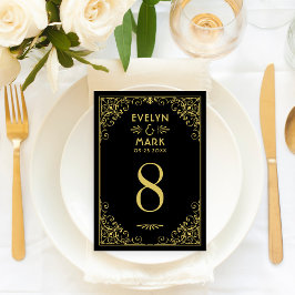  zwarte goudkunst Deco Wedding Table Number Kaart