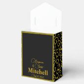 Zwarte goudlegant moderne bruiloft bedankdoosjes (Geopend)