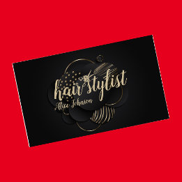 Zwarte goudluxe elegante professionele haarsalon visitekaartje