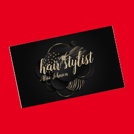 Zwarte goudluxe elegante professionele haarsalon visitekaartje