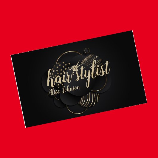 Zwarte goudluxe elegante professionele haarsalon visitekaartje