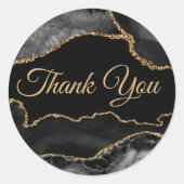 Zwarte goudmakreel bedankt ronde sticker (Voorkant)