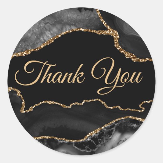 Zwarte goudmakreel bedankt ronde sticker (Voorkant)