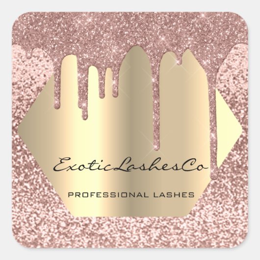 Zwarte goudmakreel met glitter Lashes Cleaner Driv Vierkante Sticker (Voorkant)