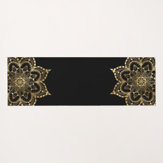 zwarte goudmandala op monogram yogamat (Achterkant (horizontaal))