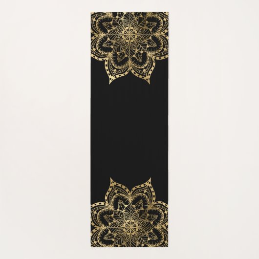 zwarte goudmandala op monogram yogamat (Achterkant)