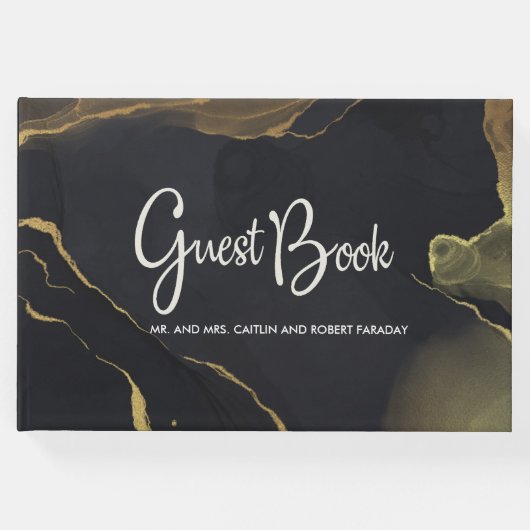 zwarte & goudmarmer gastenboek (Voorkant)