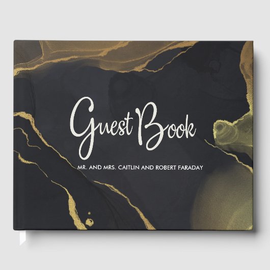zwarte & goudmarmer gastenboek (Voorkant)
