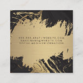 Zwarte goudmarmer | Goudpenseel metaal Vierkante Visitekaartje (Achterkant)