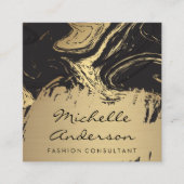 Zwarte goudmarmer | Goudpenseel metaal Vierkante Visitekaartje (Voorkant)