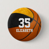 zwarte goudmeisjes basketbalteam jersey ronde button 5,7 cm (Voorkant)