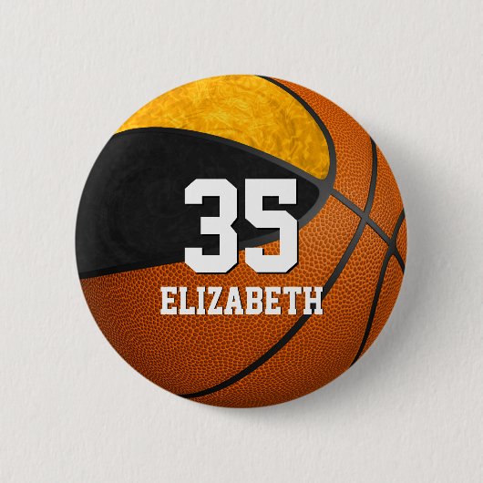 zwarte goudmeisjes basketbalteam jersey ronde button 5,7 cm (Voorkant)