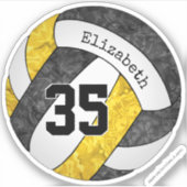 zwarte goudmeisjes volleybal met nummer van de spe sticker (Voorkant)
