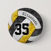 zwarte goudmeisjes volleybalteam jersey nummer ronde button 5,7 cm (Voorkant)