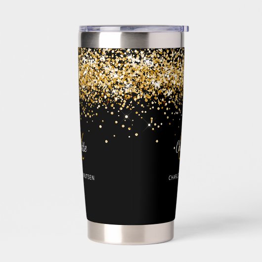 Zwarte goudmonogram geïsoleerde drinkbeker (Links)