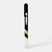 Zwarte goudmonogram Geometrische marmer iPhone 16 Hoesje (Linkerkant)