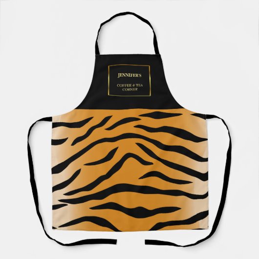 Zwarte goudmonogram in hogerdruk schort (Voorkant)