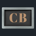 Zwarte goudmonogram initiaal elegant modern gesp<br><div class="desc">Zwarte achtergrond,  gouden tekst. Personaliseer en voeg uw monogram initialen.</div>