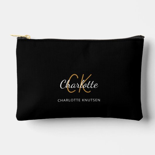 Zwarte goudmonogram initiaal etui (Voorkant)