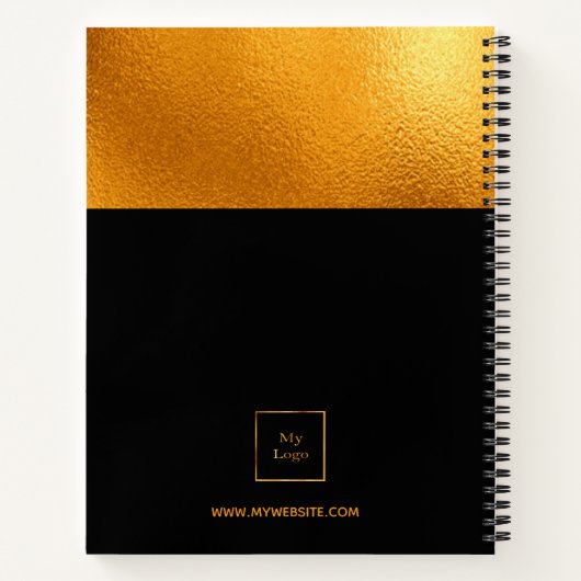 Zwarte goudmonogram initiaal logo notitieboek (Achterkant)