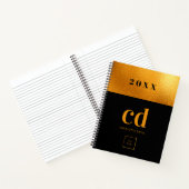 Zwarte goudmonogram initiaal logo notitieboek (Binnen)