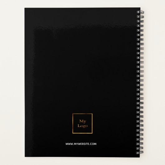 Zwarte goudmonogram initiaal logo planner (Achterkant)