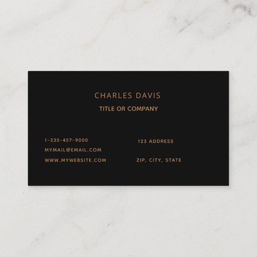 Zwarte goudmonogram initiaal logo visitekaartje (Achterkant)