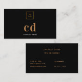 Zwarte goudmonogram initiaal logo visitekaartje (Voorkant / Achterkant)