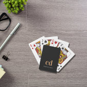 Zwarte goudmonogram initiaal modern pokerkaarten