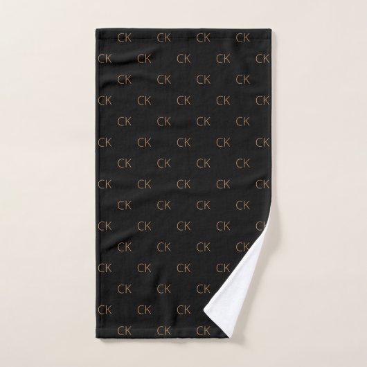 Zwarte goudmonogram initiaal moderne elegant handdoek (Handdoek)