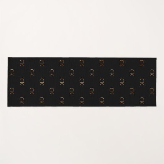 Zwarte goudmonogram initiaal moderne elegant yogamat (Voorkant (horizontaal))