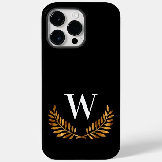 Zwarte goudmonogram initiaal naam baard Case-Mate iPhone case (Achterkant)