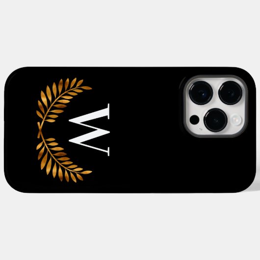 Zwarte goudmonogram initiaal naam baard Case-Mate iPhone case (Achterkant (horizontaal))