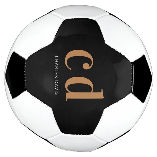 Zwarte goudmonogram initiaal voetbal (Gedraaid)