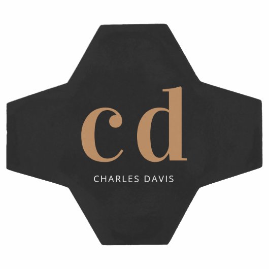 Zwarte goudmonogram initiaal voetbal (Enkel)