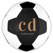 Zwarte goudmonogram initiaal voetbal (Voorkant)