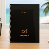 Zwarte goudmonogram initialen 2023 planner
