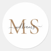 Zwarte & goudmonogram Naam Weddenschap Klassieke R Ronde Sticker (Voorkant)