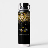 Zwarte goudmonogram waterfles (Achterkant)