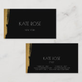 Zwarte goudpenselen Abstract Glam Contemmodern Visitekaartje (Voorkant / Achterkant)