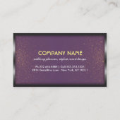 Zwarte goudplateau's en Paarse glitter Wedding Pla Visitekaartje (Achterkant)