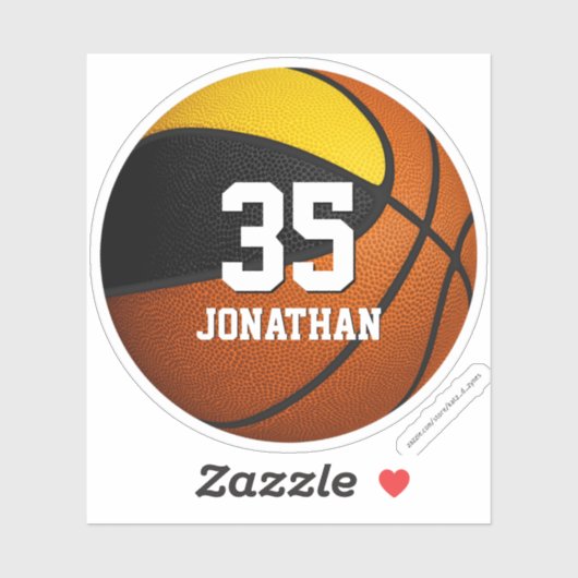 zwarte goudploeg verfijnen basketbal sticker (Vel)